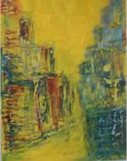 Stadt in Gelb von KRAUTSCHEID-BOSSE Monika auf Kunstpavillon.com